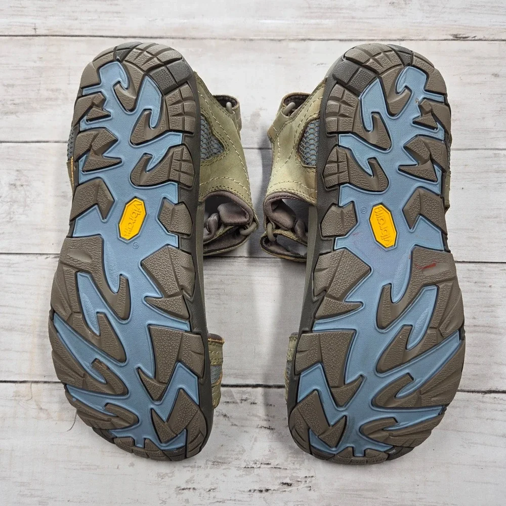 Vionic Boyes TVM1053 Sandals Mens 9 Olive Green Leather Vibram Strappy Hiking